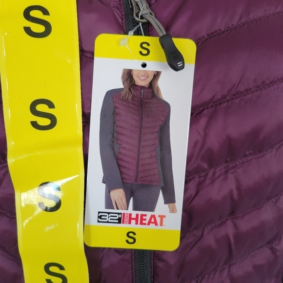32° Heat NWT Potent Purple Puffer Jacket Long Sleeve Full Zip Quilted Pockets - Picture 2 of 7